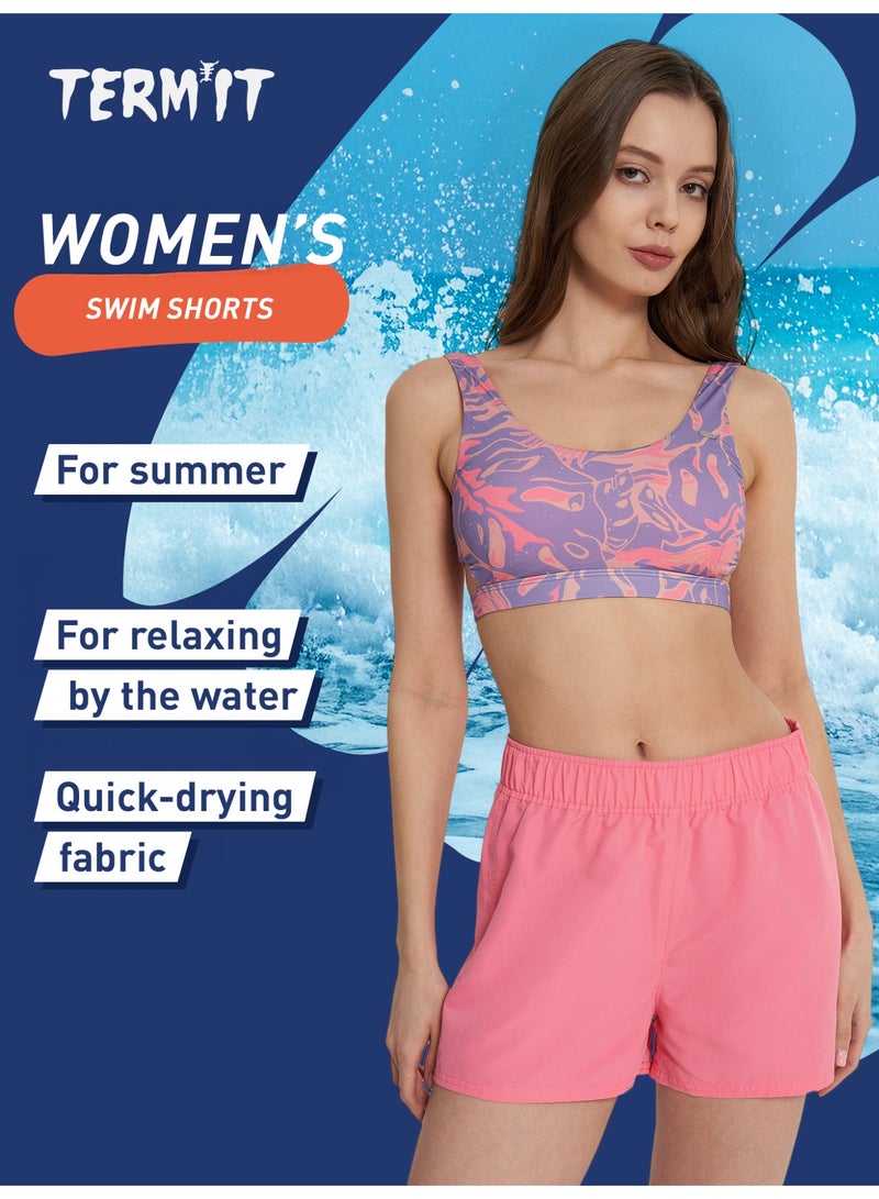 Termit Women's Swimming Shorts Pink – Quick-Drying Fabric, Chlorine & Sea Water Resistant, Elastic Waistband, Perfect for Beach & Pool Activities - Image 2