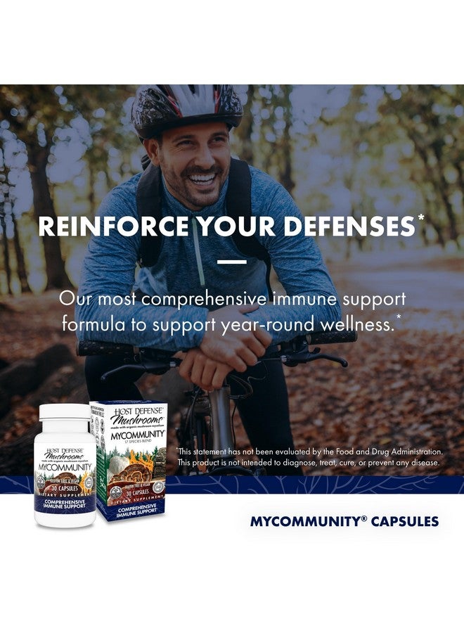 كبسولات Host Defense MyCommunity - مكمل غذائي من مزيج 17 نوعًا من الفطر لدعم المناعة - مساعدة عشبية مع عرف الأسد، والريشي، والشاجا، والكورديسيبس، وذيل الديك الرومي، وغيرها - 30 كبسولة (15 حصة)* - Image 2