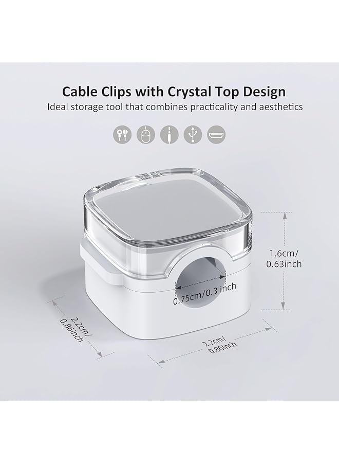 erorex Magnetic Cable Clips Adjustable Clear Cord Holder Organizer For Desk Management Strong Adhesive Charger Wire Keeper For Home Office Phone Car Wall Desktop Nightstand Pack Of 6 White - Image 2