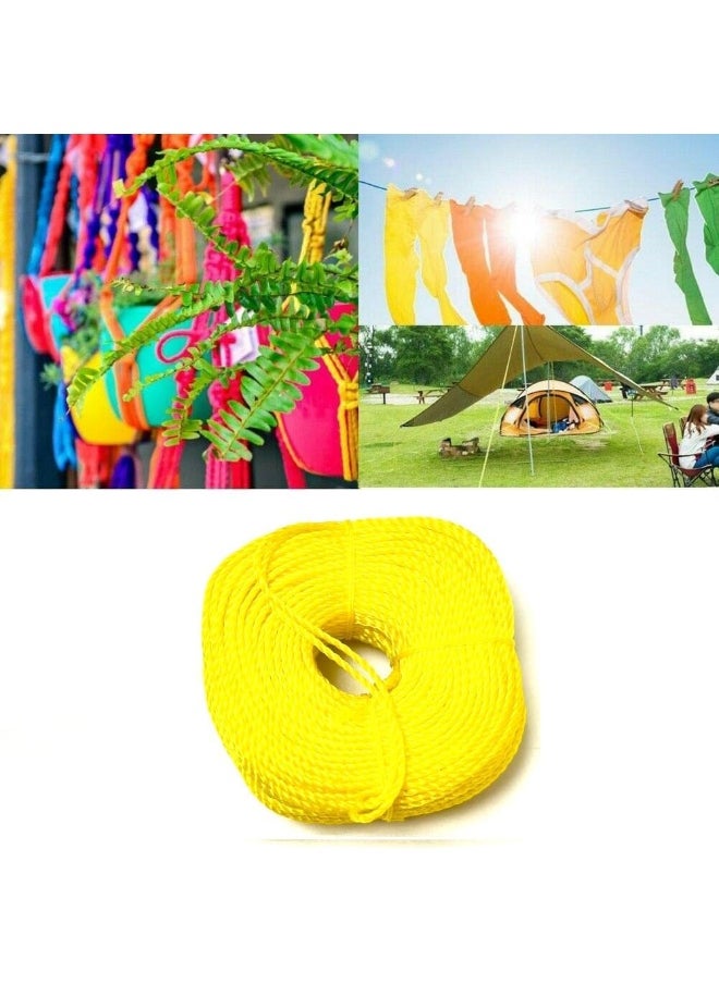 Biella 3mm Polyester Nylon Rope Solid Braided Twisted Ropes, 55mtr Durable And Strong All Purpose Twine Cord Rope String Thread Cord. (YELLOW)  - Image 3