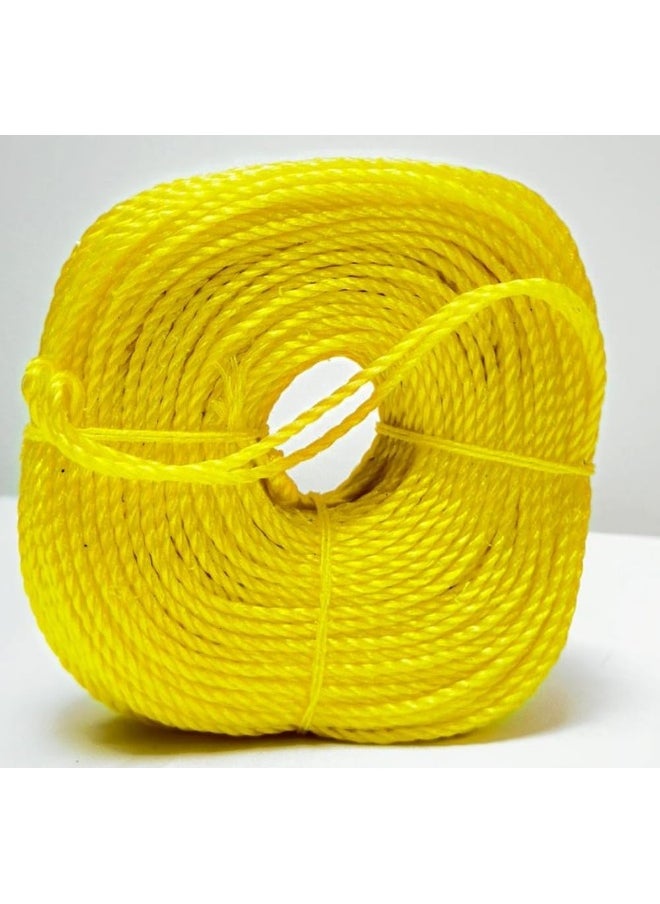 Biella 3mm Polyester Nylon Rope Solid Braided Twisted Ropes, 55mtr Durable And Strong All Purpose Twine Cord Rope String Thread Cord. (YELLOW)  - Image 1