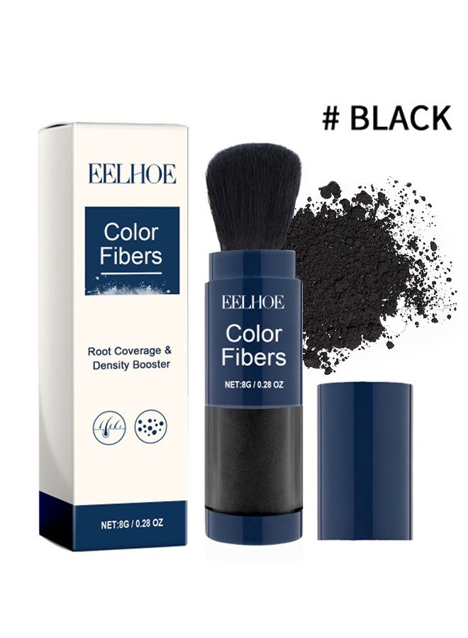 EELHOE Color Fibers, Colored Hair Thickener with Brush, Temporary Hair Color for Root with Hair Thickening Fibers for Women Men (Black) - Image 2