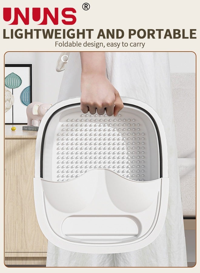 UNUNS Foldable Footbath Basin,Portable Foot Soaking Tub SPA Massage Basin With Footstool And Cover,For Pedicure Massage - Image 4