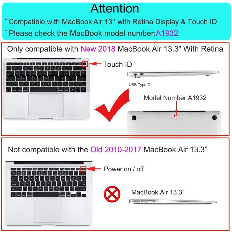 Moca غطاء صلب لجهاز M1 MacBook Air مقاس 13 بوصة [إصدار 2022، 2021-2018] M1 A2337 A2179 A1932 مع شاشة ريتينا وTouch ID غطاء غلاف MacBook Air (أحمر نبيذي) - Image 2
