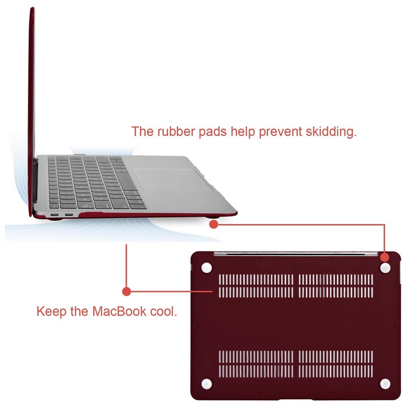 Moca غطاء صلب لجهاز M1 MacBook Air مقاس 13 بوصة [إصدار 2022، 2021-2018] M1 A2337 A2179 A1932 مع شاشة ريتينا وTouch ID غطاء غلاف MacBook Air (أحمر نبيذي) - Image 5