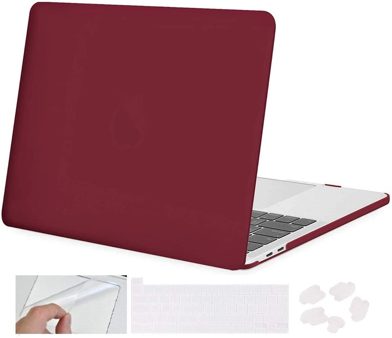 Moca غطاء صلب لجهاز M1 MacBook Air مقاس 13 بوصة [إصدار 2022، 2021-2018] M1 A2337 A2179 A1932 مع شاشة ريتينا وTouch ID غطاء غلاف MacBook Air (أحمر نبيذي) - Image 1
