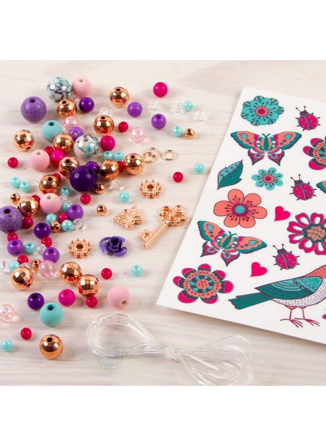 Make It Real Make It Real: Bedazzled! Charm Bracelets Kit - Blooming Creativity - Create 3 Unique Bracelets, 104 Pieces, Includes Play Tray, All-In-One, DIY Jewelry Kit, Tweens & Girls, Arts & Crafts, Ages 8+  - Image 3