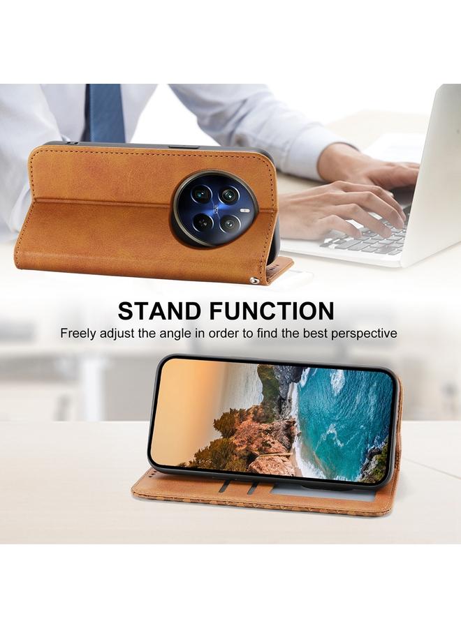 اس-توب جراب هاتف Realme 12 Pro+ من الجلد المغناطيسي بتصميم شبكي مكعب من جلد العجل - Image 5