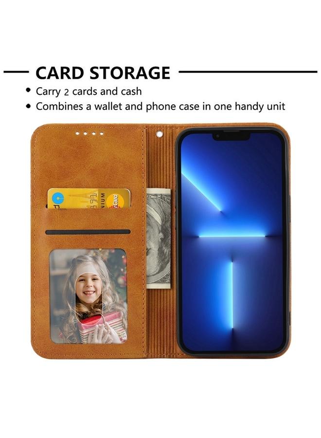 اس-توب جراب هاتف Realme 12 Pro+ من الجلد المغناطيسي بتصميم شبكي مكعب من جلد العجل - Image 4