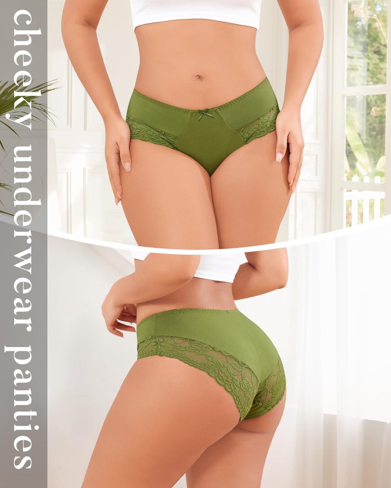 LEVAO Womens Underwear Cotton Bikini Panties Lace Stretch Cheeky Ladies Hipster Soft Briefs Multipack 6 Pack - Image 2