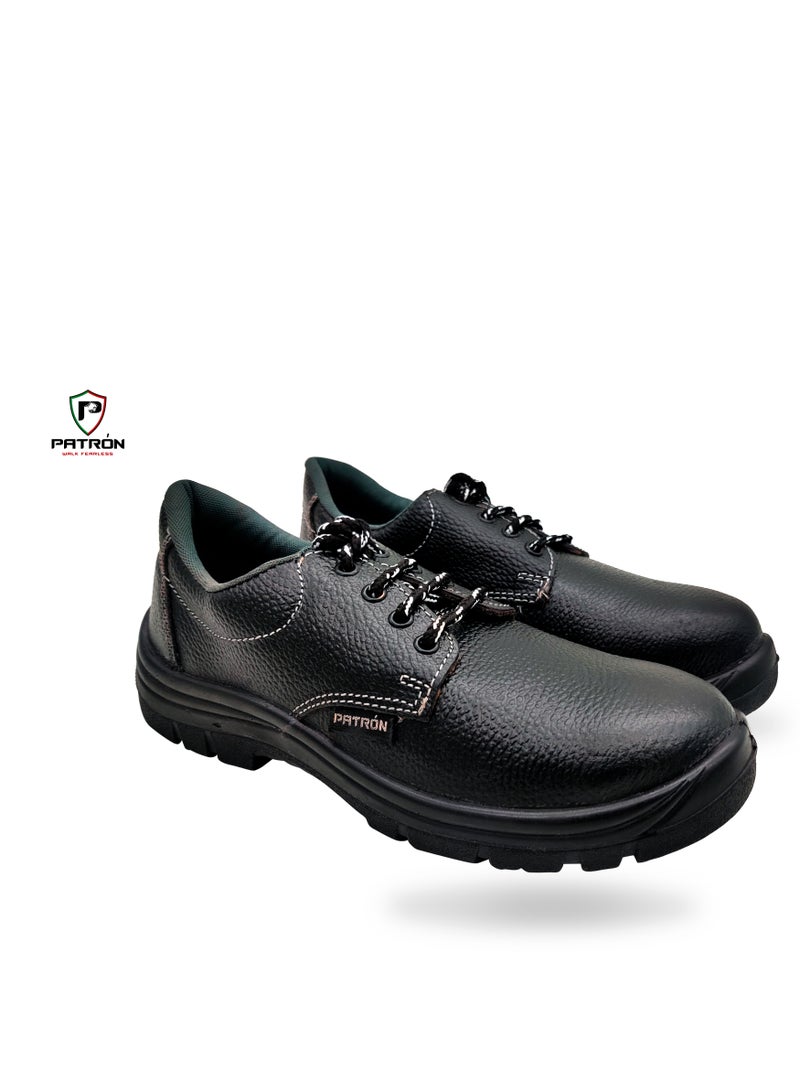 Patron SPARTON | S0369 PATRON Men Women Leather Safety Shoe With Steel Toe Cap & Steel Cap Breathable Leather Lightweight Comfortable Puncture Proof Industrial Factory work Protective  - Image 1