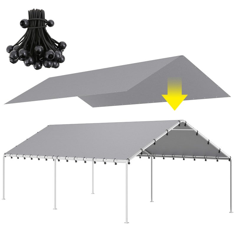 DWALE 10 x 20 Ft Carport,Replacement Canopy Cover Garage Top Tent Shelter Tarp,Grey with 48 Ball Bungee Cords Waterproof & UV Protected (Only Tarp Cover, Frame Not Include) - Image 1
