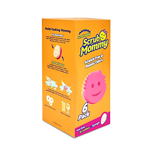 Scrub Daddy Scrub Daddy Dual Sided Sponge and Scrubber  Scrub Mommy  Scratch Free Sponge for Dishes and Home Soft in Warm Water Firm in Cold Odor Resistant Deep Cleaning Multi Surface 6 Count Pack of 1