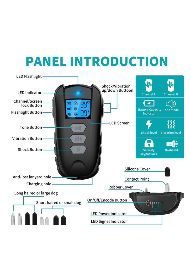 Excefore Dog Training Collar, Dog Shock Collar with 1650Ft Remote, IPX7 Waterproof Dog Collar with Beep - Image 4