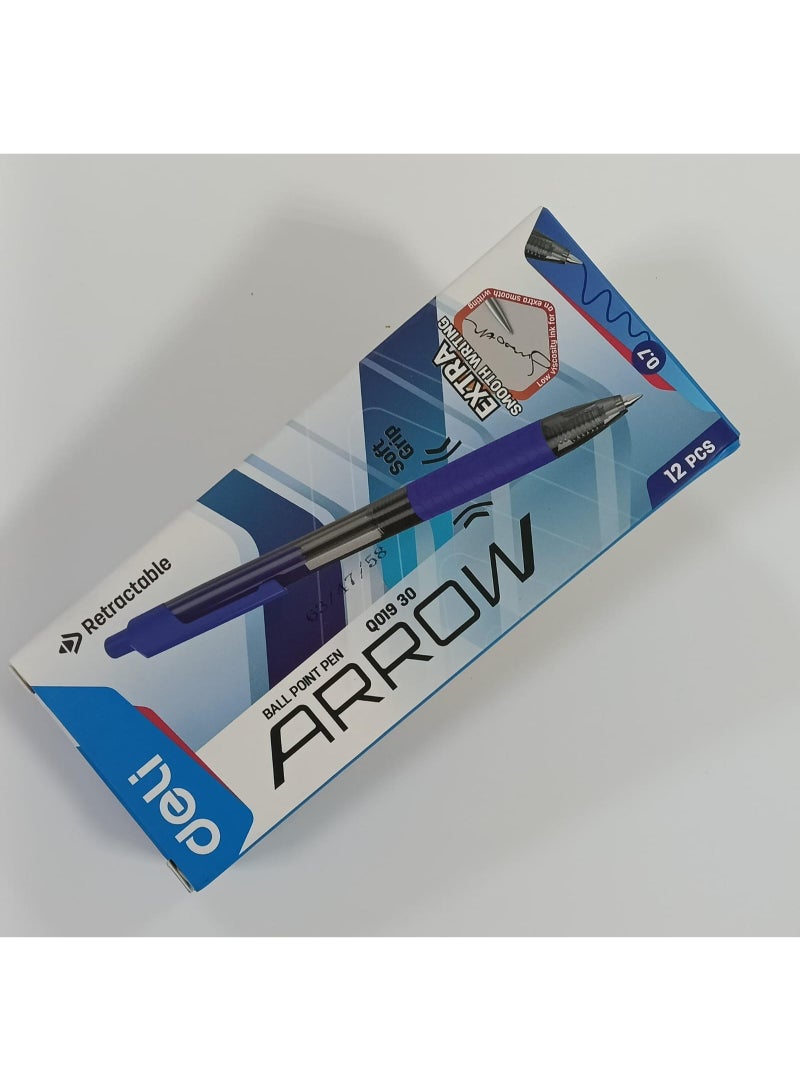 ديلي مجموعة أقلام حبر جاف قابلة للسحب من ديلي Q01930 آرو، 0.7 مم، أزرق، 12 قطعة - Image 1