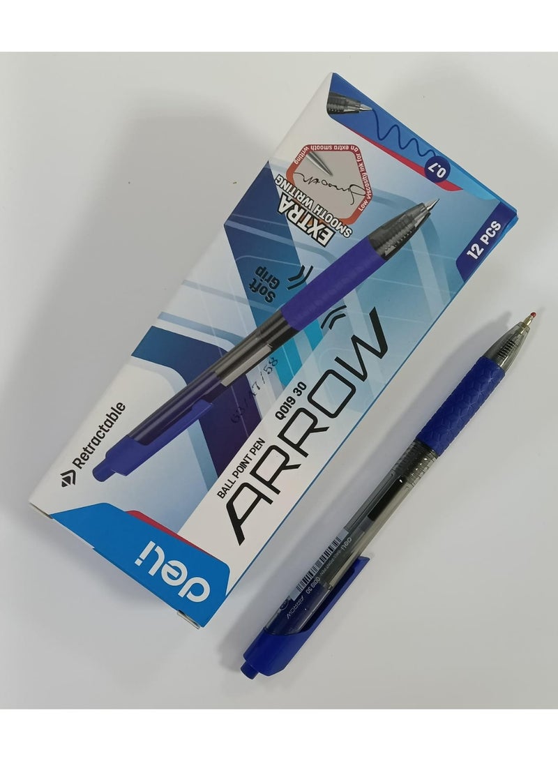 ديلي مجموعة أقلام حبر جاف قابلة للسحب من ديلي Q01930 آرو، 0.7 مم، أزرق، 12 قطعة - Image 2