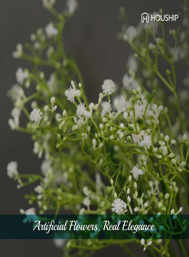 HOUSHIP Plastic Artificial Baby Breath Flowers - Gypsophila Flowers for Wedding Decoration Home Décor and Bouquets Gifting (Pack of 2, Each Pack Have 7 Branches, Off White)(Without Vase) - Image 3