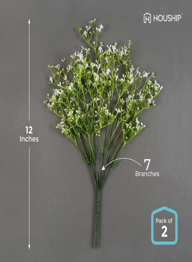 HOUSHIP Plastic Artificial Baby Breath Flowers - Gypsophila Flowers for Wedding Decoration Home Décor and Bouquets Gifting (Pack of 2, Each Pack Have 7 Branches, Off White)(Without Vase) - Image 2