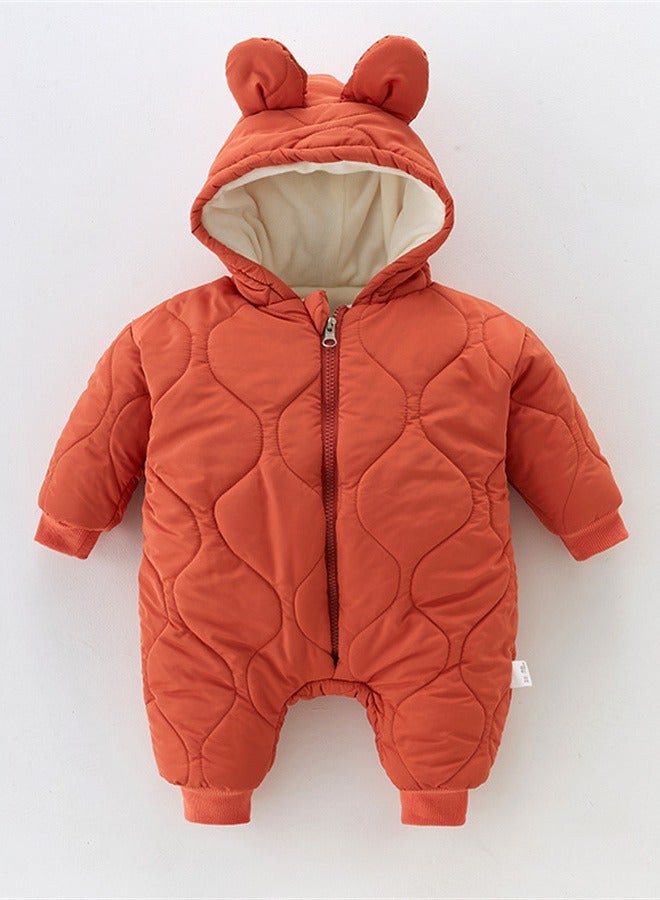 Loquat Squality Baby Outgoing Solid Color Bodysuit Orange - Image 1