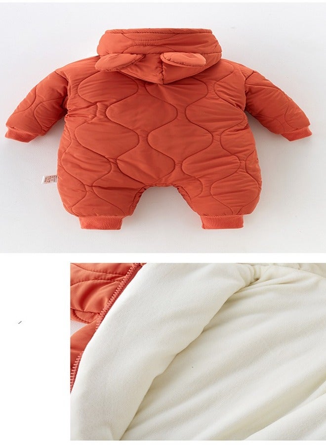 Loquat Squality Baby Outgoing Solid Color Bodysuit Orange - Image 2