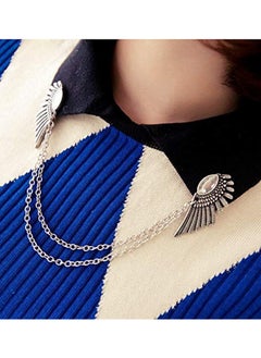 MUZHE Angel Wings Brooch Pin Metal Feather Tassel Chain Pin Sweater Shawl Chain Clips Cardigan Collar Holder Brooch Pins Clip Wedding Fancy Clothing Accessories Gift(Silver)  - Image 4