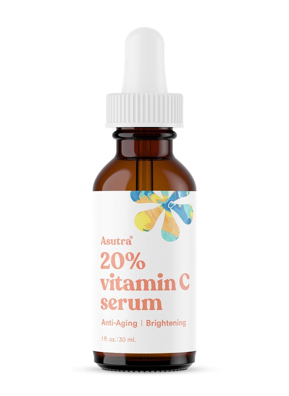 Asutra ASUTRA 20% Vitamin C Serum, 1 fl oz - Ferulic & Hyaluronic Acid, Vitamin E, Aloe, Jojoba, Brightening Face Serum 