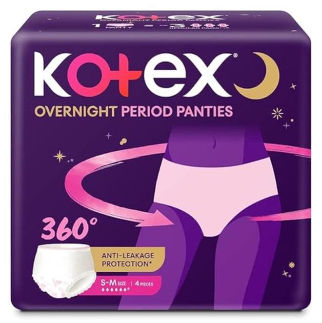 كوتكس سراويل كوتكس الليلية، مقاس صغير/متوسط، عبوة من 4 سراويل داخلية - Image 1