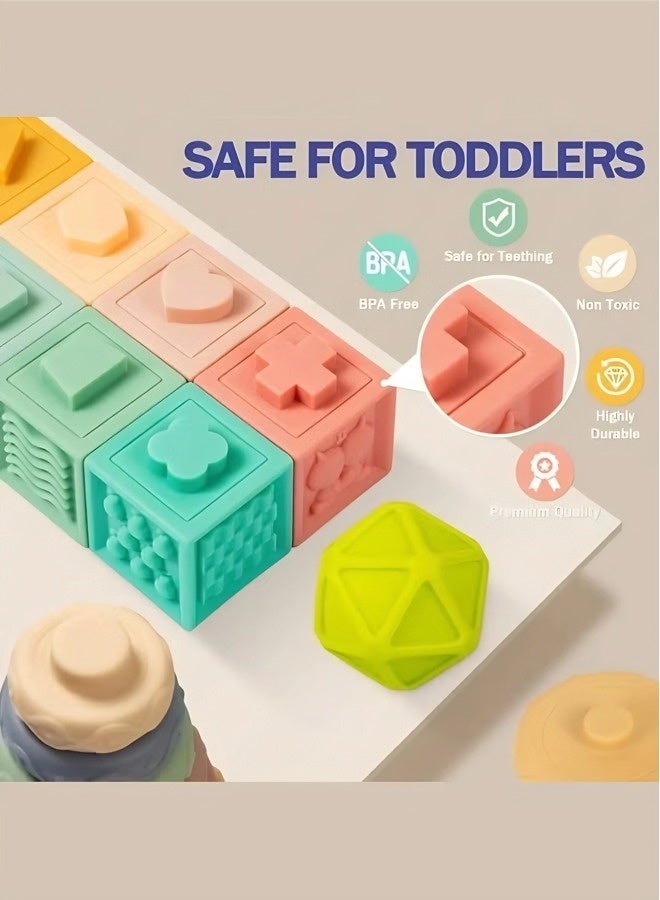 جني ثروة مكعبات بناء للأطفال، مكعبات بناء ناعمة من السيليكون، ألعاب تعليمية لتكديس الحيوانات والأرقام مناسبة للأطفال الرضع، مكعبات ألغاز منقوشة برسوم كرتونية، ألعاب حسية للأطفال، مكعبات تكديس ثلاثية الأبعاد، مكعبات، مكعبات تكديس تعليمية للأطفال. - Image 3