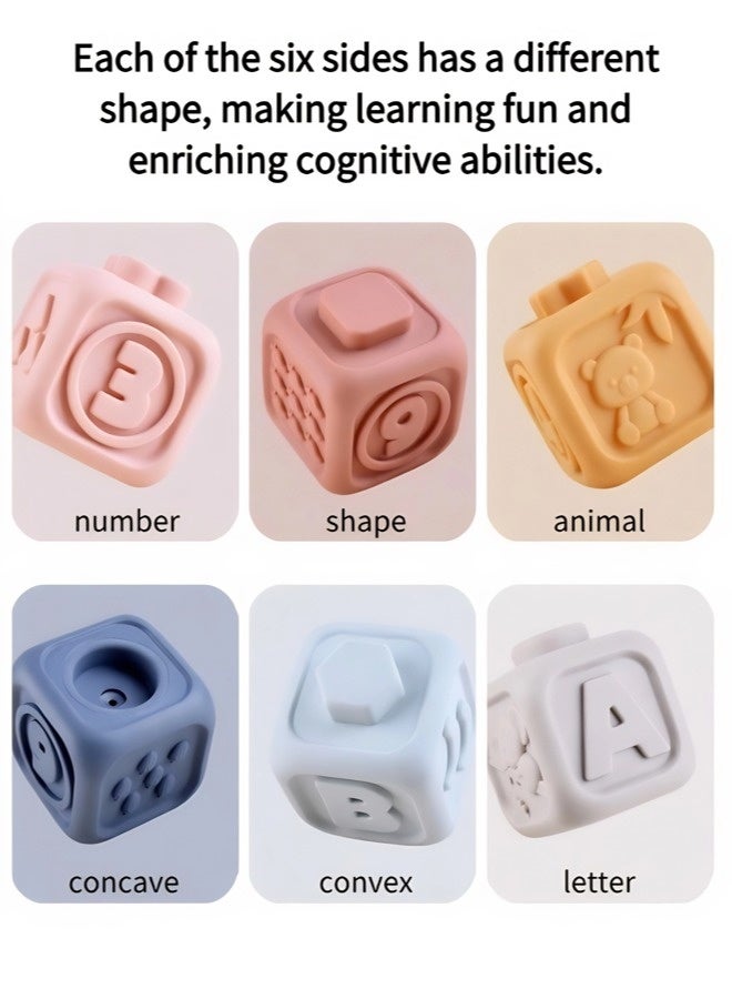 جني ثروة مكعبات بناء للأطفال، مكعبات بناء ناعمة من السيليكون، ألعاب تعليمية لتكديس الحيوانات والأرقام مناسبة للأطفال الرضع، مكعبات ألغاز منقوشة برسوم كرتونية، ألعاب حسية للأطفال، مكعبات تكديس ثلاثية الأبعاد، مكعبات، مكعبات تكديس تعليمية للأطفال. - Image 4