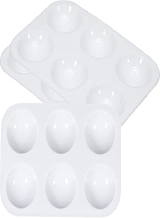 PATIKIL 6 Wells Paint Tray Palette, 3Pcs Rectangular Plastic Painting Pallet Holder for Art Craft Watercolor Gouache Oil Paint