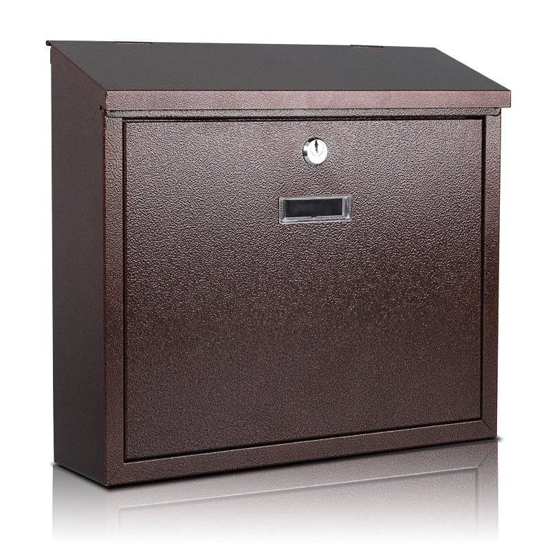 xydled Mail Boxes with Key Lock,Locking Mailbox Wall Mounted, Large Capacity, Galvanized Steel Cover Metal Postbox for House, 14 X 12.5 X 4.25 Inch,Bronze - Image 1