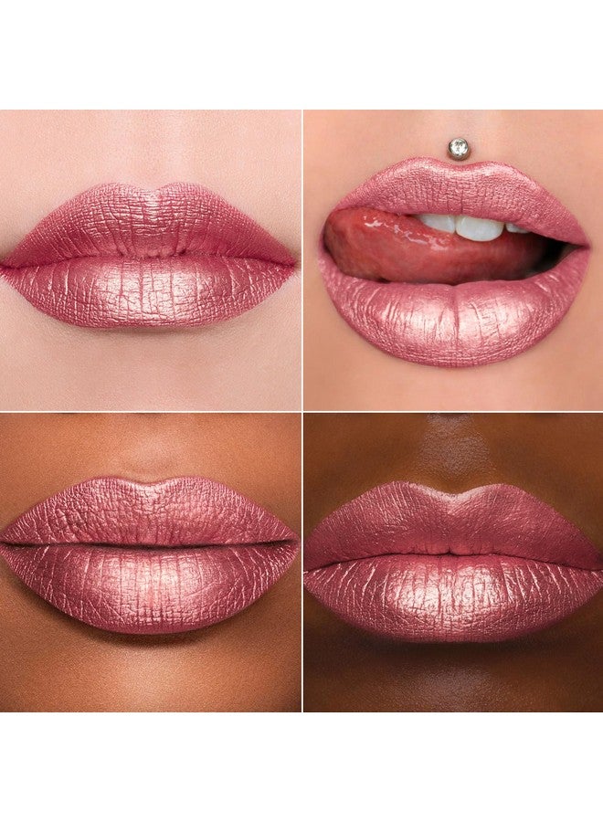 MAKI YIKA Pink Nude Lipstick For Women Metallic Lipsticks Glitter Long Lasting Lipstick No Smudge No Transfer Liquid Lip Gloss (Br017 Love Fighter) - Image 1