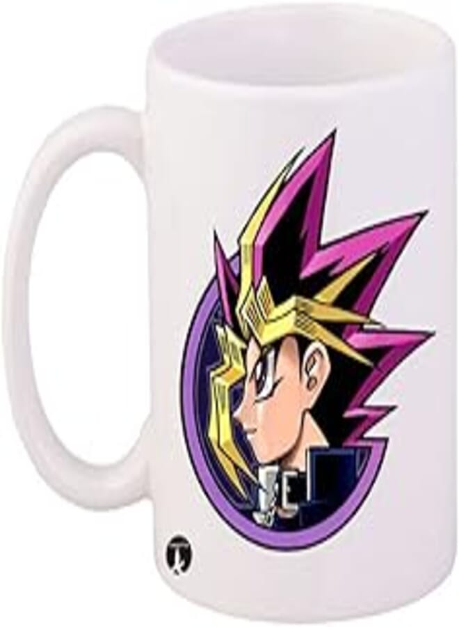 RYN PRINTED Design Yu Gii Oh Mug White Yellow Pink 11ounce