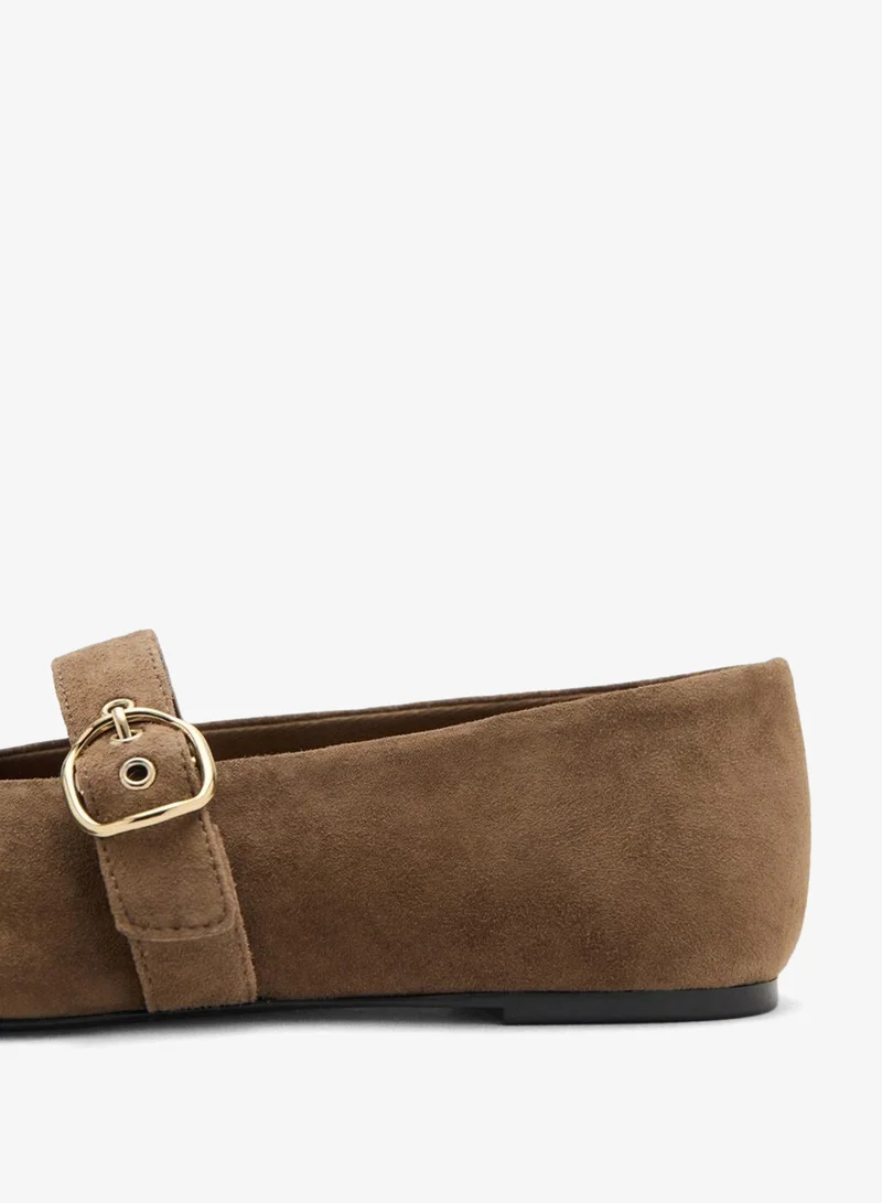 MANGO  Leather ballerina with strap and buckle for Women | Best Price UAE