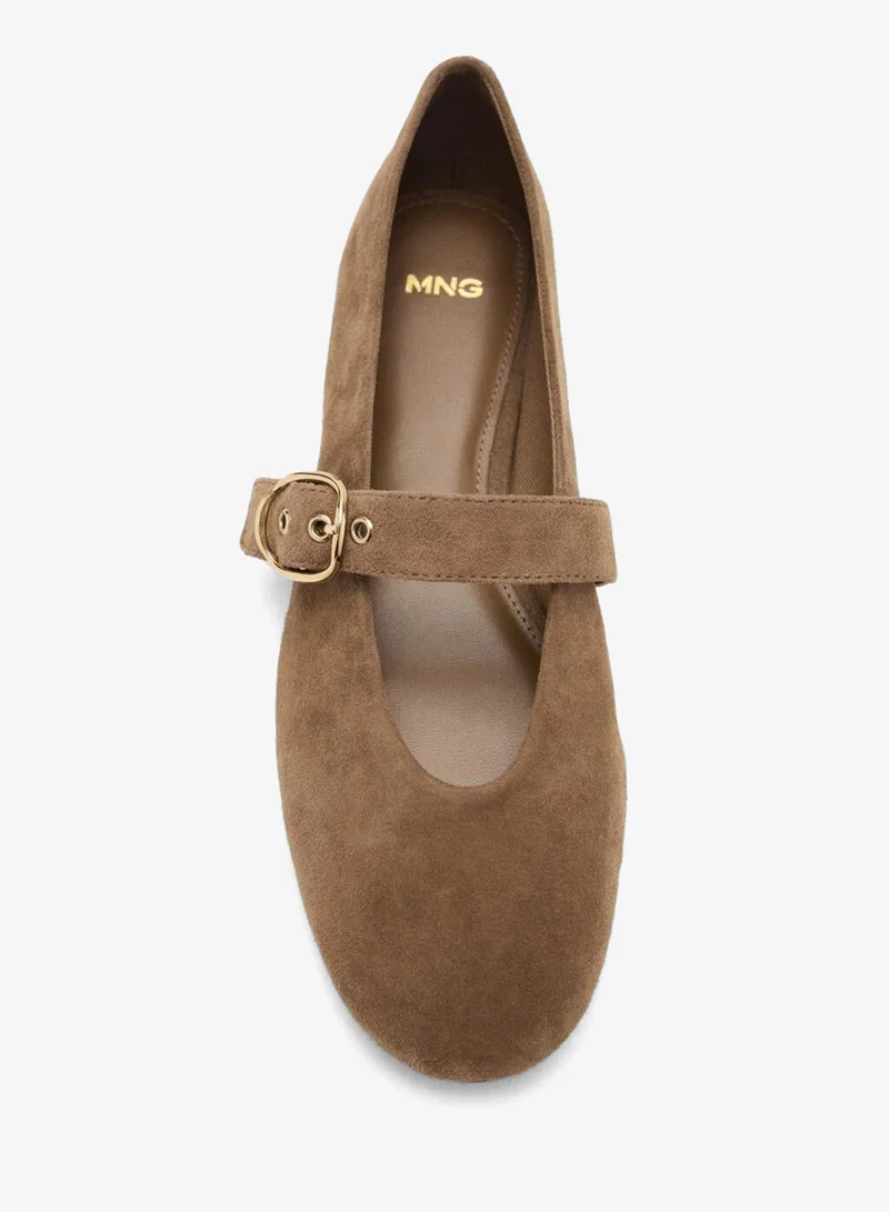 MANGO  Leather ballerina with strap and buckle for Women | Best Price UAE