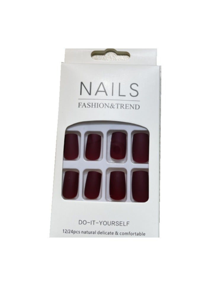 Goolsky 24PCS Solid Color Press On Nails Medium Long Square Glue On Nails, Short Fake Nails Kit Acrylic Pure Matte Color Gel Nails Set Natural Fingernails Manicure For Women Girls  - Image 3