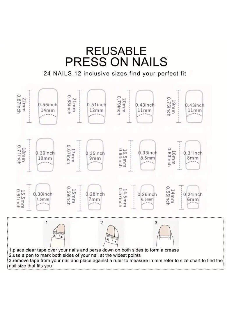 Goolsky 24PCS Solid Color Press On Nails Medium Long Square Glue On Nails, Short Fake Nails Kit Acrylic Pure Matte Color Gel Nails Set Natural Fingernails Manicure For Women Girls  - Image 4