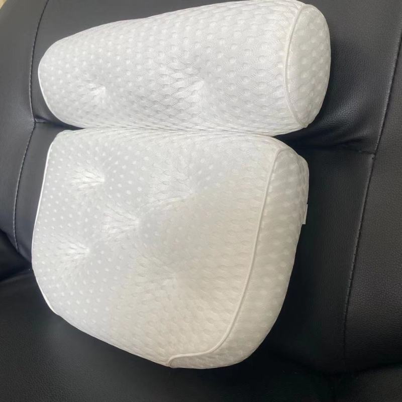 Bath Pillow White 4D Mesh With 7 Suction Cups - Non-Sliding Support Skin-Soothing Comfort Tub Neck Back Support for Adult Home Bath Use