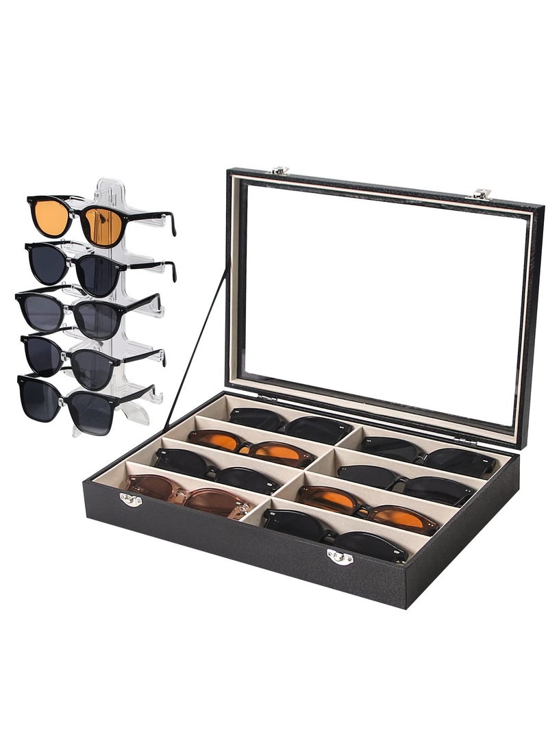 SOLARAE 8 Slot Sunglasses Organizer, Sunglasses Storage Case and 5 Tier Sunglasses Holder, Sunglasses Display Case and Sunglasses Display Stand for Display and Storage Sunglasses/Jewellery/Watches - Image 1