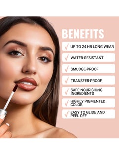 iMethod iMethod Lip Stain - Lip Liner Stain, Natural Long Lasting Lip Stain Peel Off, Waterproof Stay On All Day, Transfer-Proof, Highly Pigmented, Instant Peel Off Lip Stain Color, Nude Pink  - Image 2