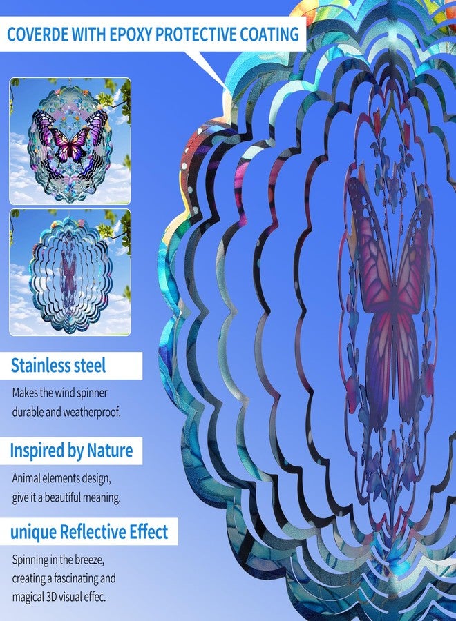 Cawalap Wind Spinners Outdoor Butterfly -Birthday Gifts for Women Mom, Hanging Wind Sculptures Wind Spinners, 12 inch 3D Wind Spinner for Garden Decor for Outside, Garden, Patio, Yard - Image 3