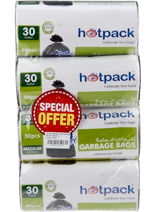 Hotpack Garbage Roll, 30 Gallon 65x95cm, 30 Bags Pack of 4 - view 3