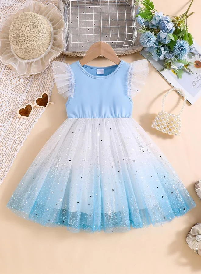 Take Two Girls Mesh Tulle Ruffled Sleeve Dress