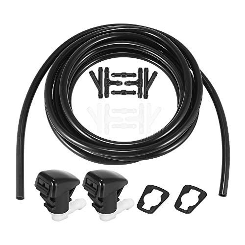ACROPIX Front Windshield Washer Hose Kit Fit for Dodge Durango with 3 Meter Washer Fluid Hose 12 Pcs Hose Connectors - Pack of 15 Black - Image 1