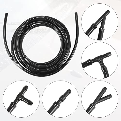 ACROPIX Front Windshield Washer Hose Kit Fit for Dodge Durango with 3 Meter Washer Fluid Hose 12 Pcs Hose Connectors - Pack of 15 Black - Image 4