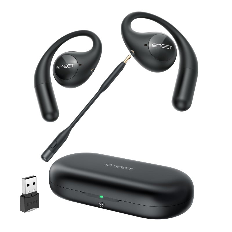 EMEET AirFlow Open Ear Headphones with Mic Bluetooth 53 Wireless Headsets with Detachable Microphone ENC Noise Cancelling Multipoint Pairing Ultra Comfort Wireless Earbuds for Work home office - Image 2