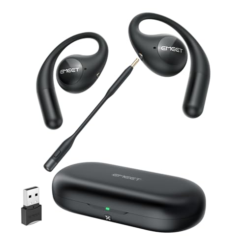 EMEET AirFlow Open Ear Headphones with Mic Bluetooth 53 Wireless Headsets with Detachable Microphone ENC Noise Cancelling Multipoint Pairing Ultra Comfort Wireless Earbuds for Work home office - Image 1