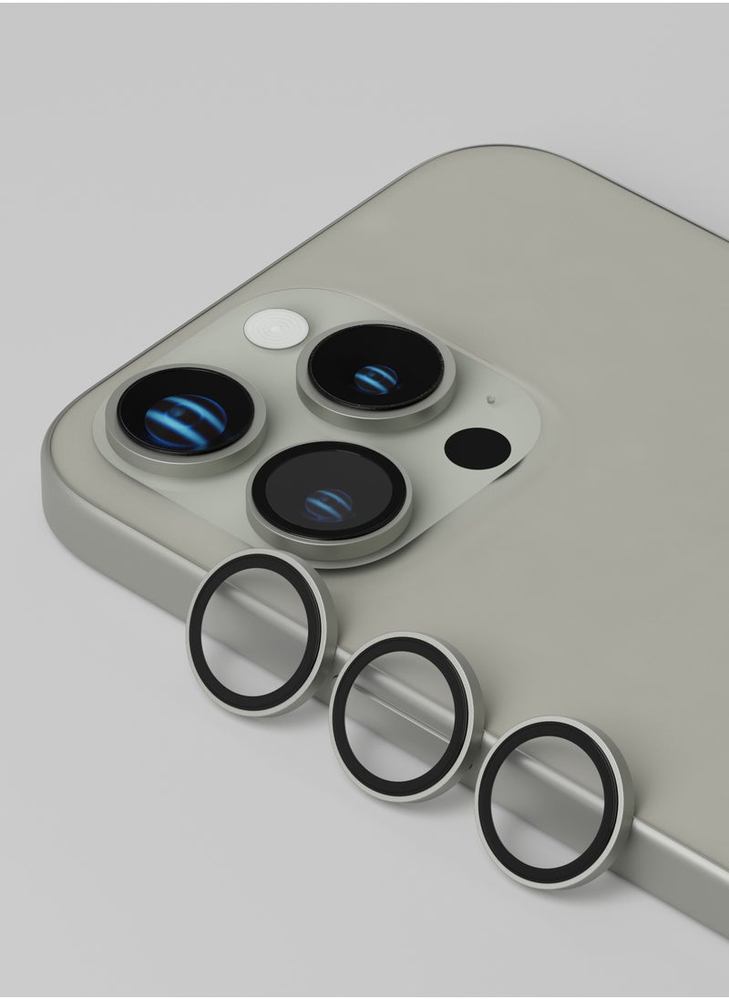 LEVELO - Trio Lens Protector for iPhone 16 Pro/Pro Max / Anti Fingerprint / 9H Hardness Glass / Double Sided Anti Reflection and Durable Camera lens Protector - Titanium - Image 1
