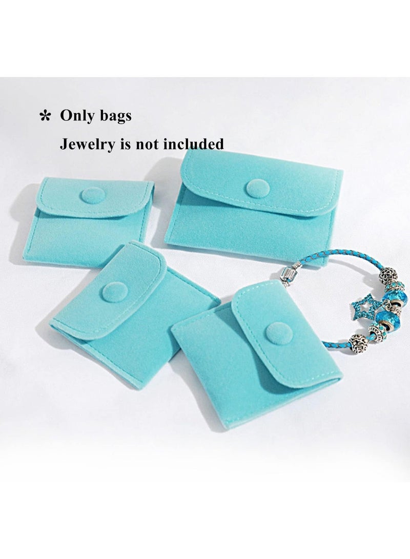 jaexest 10-Pack Velvet Jewelry Pouch Storage Bags – Large Blue Drawstring Gift Pouches with Snap Button Closure – Soft Travel Jewelry Organizer for Earrings, Rings, Necklaces – Luxury Wedding & Party Favor Bags - Image 4