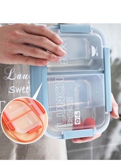 Brain Giggles Brain Giggles Stainless Steel 2 Compartments Lunch Box with Removable Inner Tray Insulated Leak Proof Lunch Box for Kids Adults - Multifunctional Air Tight Food Container - Blue  - Image 4